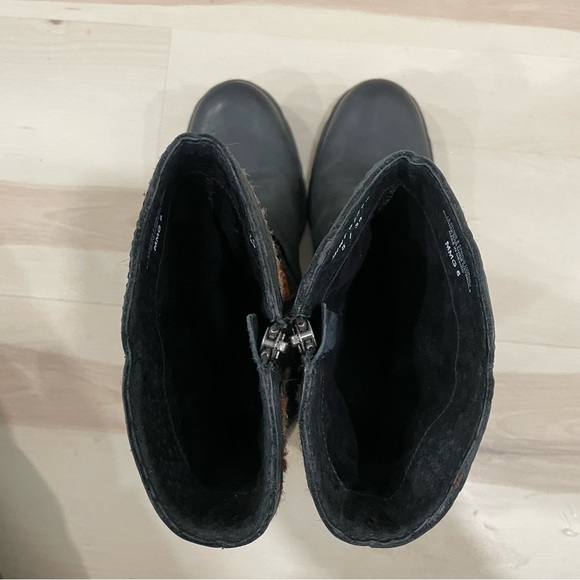 Born Panarea Women's 8 Southwestern Wool Black Leather Zip Up Aztec Heel Boot - Picture 8 of 13